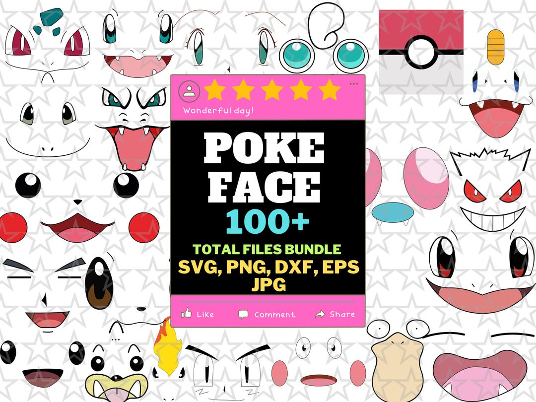 Pokemon Face Files, Pokemon Face Svg, Pokemon, Cricut, Vector, Pokemon ...