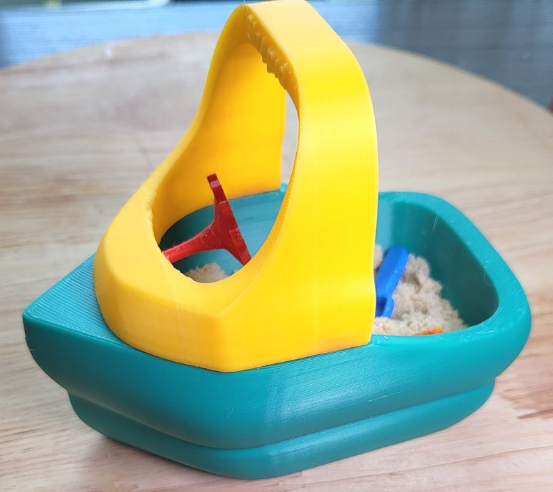 Mini Tuggy Boat Sandbox With Lid, 4 Toys and Sand, Perfect for