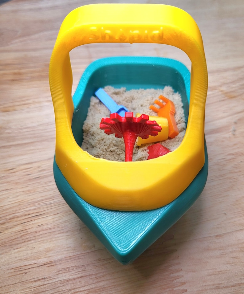 Mini Tuggy Boat Sandbox With Lid, 4 Toys and Sand, Perfect for