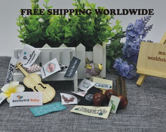 1000 PCS Custom Damask Woven labels Artwork Clothing Labels - personalized name labels free design your tag logo high density weave fabric