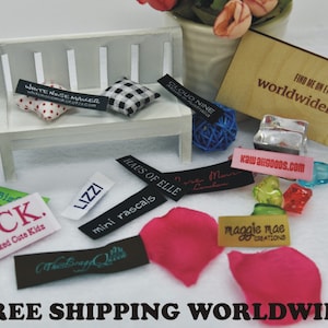 500 pezzi Etichette tessute personalizzate Solo etichette di abbigliamento Etichette personalizzate cucite in etichette di tessuto