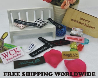 500 pcs custom Letters only satin woven clothing sewing labels / knitting personalized sew in fabric tags