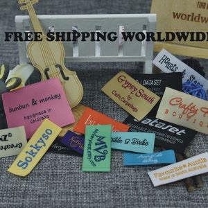 100 PCS Custom text only fabric sew in clothing crochet woven tags / knitting labels