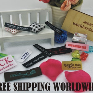 300pcs Custom Premium Text only Damask geweven labels - Kledinglabel in 50D Hoogste dichtheid stoffen Top Quality Free 5-7 dagen Express mail