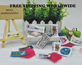 600 pcs custom LOGO woven clothing sewing labels / knitting personalized sew in fabric tags