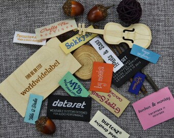 300 pcs custom Letters only woven clothing sewing labels / knitting personalized sew in fabric tags