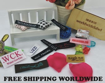 400 piezas de texto personalizado sólo etiquetas de tela de ropa personalizada tejida etiquetas de costura / tejer etiquetas