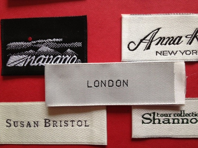 600 pcs custom satin text only clothing fabric labels personalized woven garment sewing / knitting labels image 3