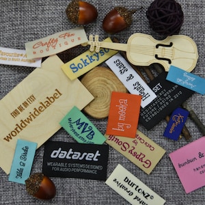 1200 Custom Artwork Taffeta Clothing Woven Labels free font styles colors never fade professional quality free design service and shipping