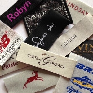 400 pcs Satin custom Logo Artwork clothing fabric labels personalized woven garment sewing / knitting labels image 3