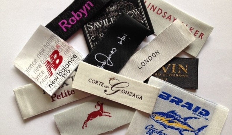 400 pcs Satin custom Logo Artwork clothing fabric labels personalized woven garment sewing / knitting labels image 3