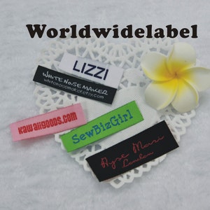 300 pcs Custom Woven labels Text Only Clothing Labels Personalized tags sew in fabric labels image 3