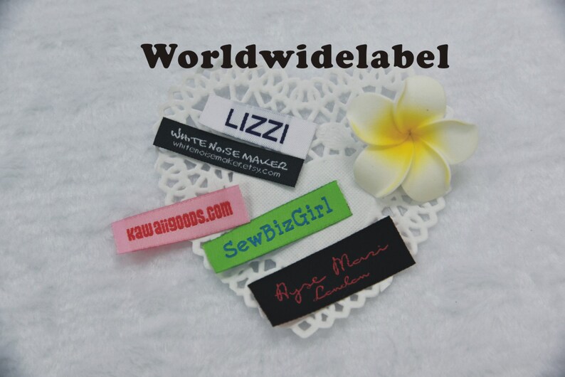 300 pcs Custom Woven labels Text Only Clothing Labels Personalized tags sew in fabric labels image 3