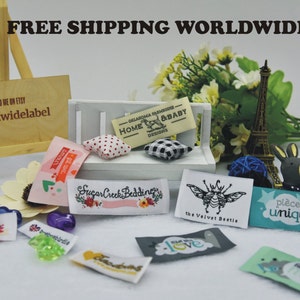 400 PCS Custom Artwork Logo Stoff nähen in Kleidung häkeln gewebte Tags / stricken Etiketten