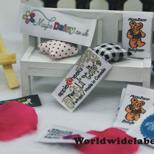 100 PCS Custom Artwork logo fabric sew in clothing crochet woven tags / knitting labels image 3