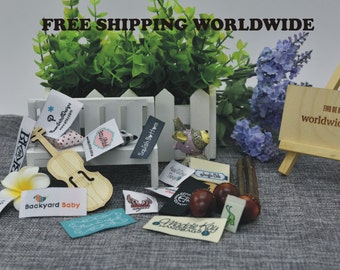 200 piezas personalizadas Logo Artwork etiquetas de tela de tela tejida personalizadas etiquetas de costura / tejer