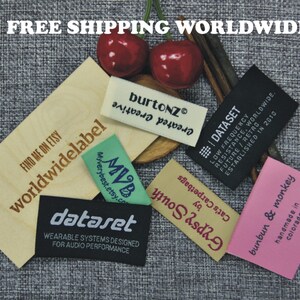 200 pcs custom Letters only woven clothing sewing labels / knitting personalized sew in fabric tags