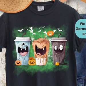 Skeleton Coffee Cups T-Shirt | Halloween Coffee Skull Tee | Spooky Skeleton Coffee Lover Shirt | Funny Fall Graphic  Unisex Tee Shirt Gift