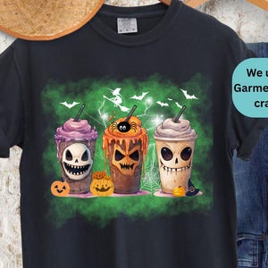 Skeleton Coffee Cups T-Shirt | Halloween Coffee Skull Tee | Spooky Skeleton Coffee Lover Shirt | Funny Fall Graphic  Unisex Tee Shirt Gift
