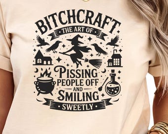 Bitchcraft Shirt | Funny Witch T-Shirt | Witchy Vibes Halloween Tee | Sassy Witch Gift for Women | Gothic Witchcraft Halloween Shirt l Gift