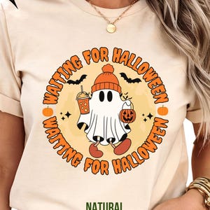 Waiting for Halloween Shirt | Funny Skeleton Halloween T-Shirt | Spooky Season Graphic Tee | Cute Fall Shirt | Retro Witch Pumpkin Top