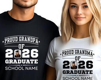 Proud Grandparents of a 2026 Graduate Shirt, Matching Grandma Grandpa Shirts, Custom Photo Graduation Shirt-Personalized Grandparents Grad T