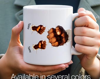 Personalized Family Mug with 2 Kids Names | Custom Mom and Dad Coffee Mug | Strong Parents Mug | Everyday & Holiday Gift | Custom Name Mug