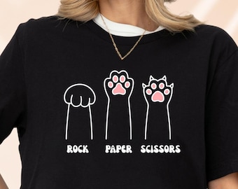 Rock Paper Scissors Sweatshirt, Funny Cat Paw Shirt, Unisex Crewneck Shirt for Cat Lover, Cat Owner Shirt, Cat Paws Shirts, Gift for Cat Mom