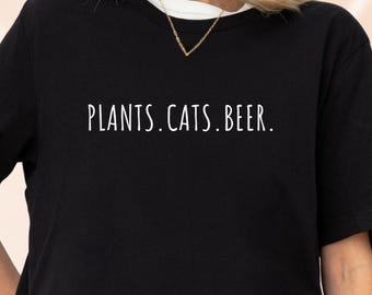 Cats and Plants Shirt, Plant lady, Plant lover, Gardener Shirt, Shirts for Cat Lover, succulent plants shirt, plant lover gift shirt Cat Tee