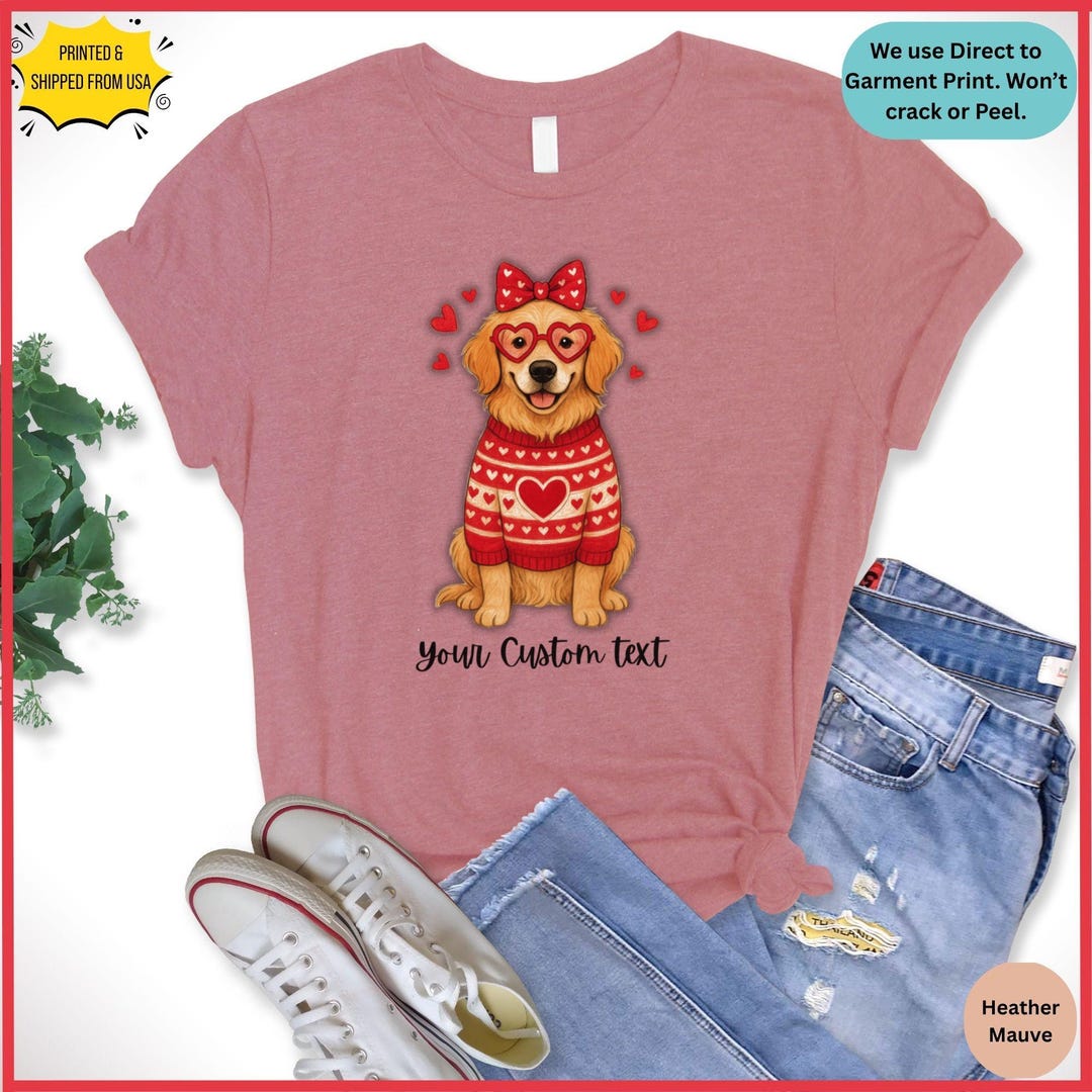 Custom Golden Retriever Valentine Shirt | Personalized Golden Retriever ...