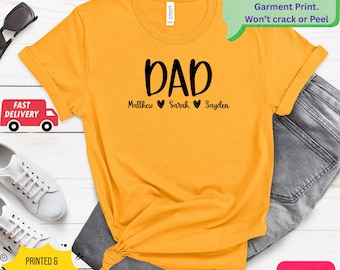 Camiseta personalizada para papá con nombres de niños/Regalo para el Día del Padre/Camiseta para papá primerizo/Camiseta personalizada para papá/Camiseta personalizada con nombres de niños/Camiseta para el Día del Padre 51325