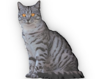 Gepersonaliseerde kattenkussen, aangepast kattenkussen, uniek kattenkussen, katvormig kussen, kussen dom kat, kussen kat, fotokussen kat, cadeaus voor kattenliefhebber
