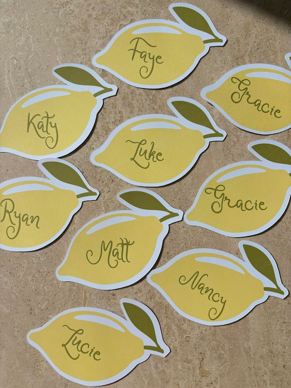 Lemon Place Cards, Italian Theme, Amalfi Decor