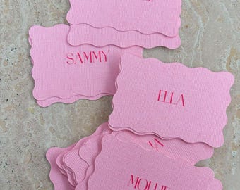 Pink Wavey Place Cards, Modern Wedding Table Decor
