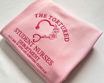 Felpa ricamata "Studentesse infermiere torturate": un regalo divertente per studentesse di infermieristica.