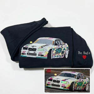 Custom Embroidered Car Hoodie, Car Photo Embroidered, Personalized Race Car Sweatshirt, Custom Car Guy Gift, Car Lover Gift for Him Husband