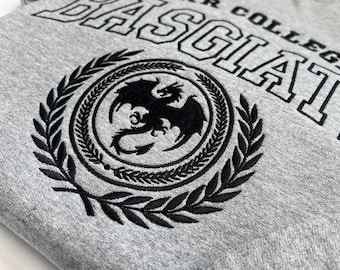 Basgiath War College Embroidered Sweatshirt, Fourth Wing Dragon Crest Hoodie, Dragon Rider Gift, Bookish Hoodie, Fantasy Reader Merch