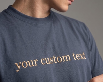 Custom Embroidered Comfort Colors 1717 Shirt, Personalized Text Tee, Bridesmaid Minimalist Shirt