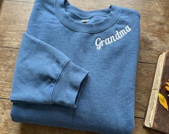 Personalized Grandma Embroidered Crewneck, Grandkids Names Sleeve, Mother's Day Gift for Nana, Custom Gigi Sweatshirt, Grammy Hoodie