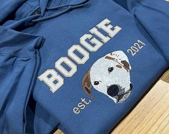 Felpa con ritratto di animale domestico ricamato personalizzato - Felpa con foto personalizzata di cane e gatto - Regalo per amanti degli animali - Regalo commemorativo per animali domestici