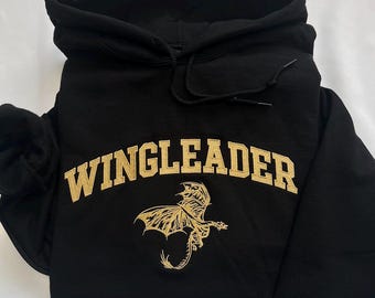 Wingleader Embroidered Sweatshirt, Fourth Wing Dragon Hoodie, Xaden Riorson, Basgiath War College, Bookish Gift, Empyrean Series Merch