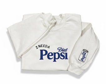 Retro 'Diet Pepsi' Embroidered Sweatshirt – Vintage Style Crewneck
