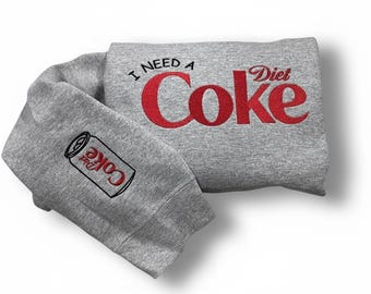 Geborduurd sweatshirt met cola light: retro vintage ronde hals