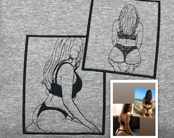 Felpa con foto ricamata personalizzata – Ritratto artistico personalizzato