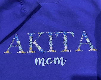 Custom Floral Pet Name Embroidered Sweatshirt, Dog Mom Hoodie, Personalized Pet Lover Gift