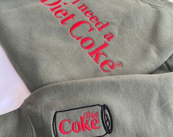 Felpa girocollo con ricamo personalizzato della Diet Coke: regalo retrò per gli amanti della Coca-Cola
