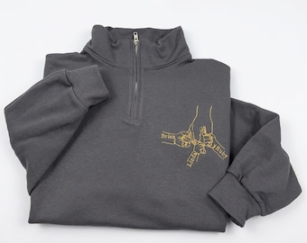 Custom Embroidered Quarter Zip Sweatshirt – Family Line Art Pullover