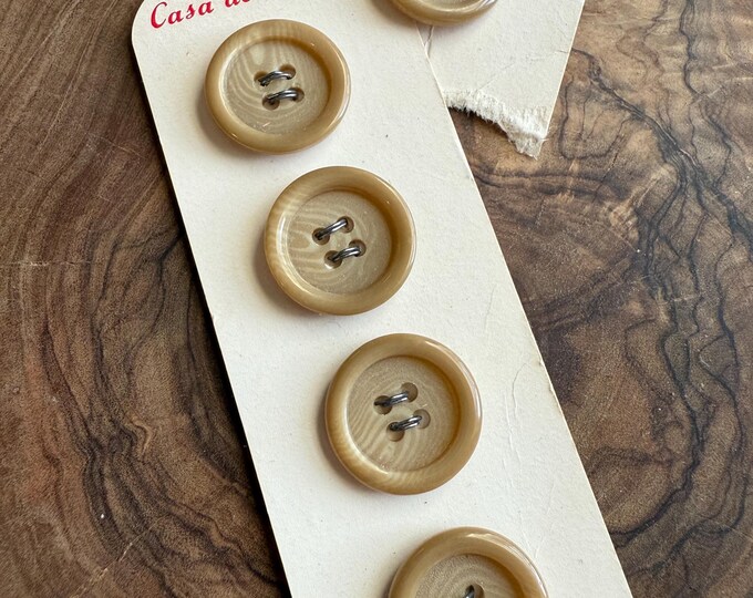 5 Vintage Old New Stock Beige Buttons - Etsy