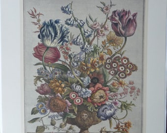 APRIL FLOWERS Large Vintage Art Print, 12 Months of Flowers, Furber, Fletcher, 1700s Botanical Study, Wedding Anniversary Gift  20.75 x15.5"