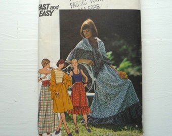 uncut 1970s Fast & Easy Butterick 4241 Misses Sewing Pattern- Boho Dirndl Maxi Skirt or Knee Length Skirt -Ruffle Option- Waist 28” Hips 38”